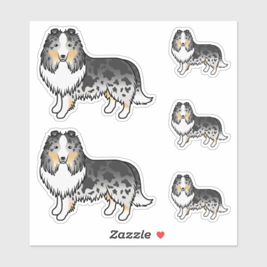 Blue Merle Shetland Sheepdog Sheltie Cartoon Hunde Aufkleber (Blatt)