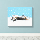 Blue Merle Shetland Sheepdog Sheltie Winter Snow Leinwanddruck (Insitu (Holzboden))
