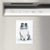 BLUE MERLE Shetland Sheepdog Watercolor Art Magnet (In Situ (Geschirrspüler))