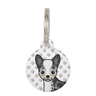 Blue Merle Smooth Coat Chihuahua Cartoon Dog Head Haustiermarke