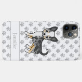 Blue Merle Smooth Coat Chihuahua Dog & Name Case-Mate iPhone Hülle (Rückseite (Horizontal))