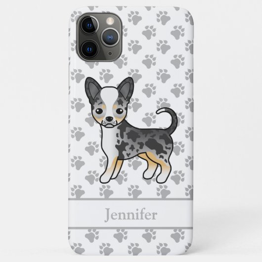 Blue Merle Smooth Coat Chihuahua Dog & Name Case-Mate iPhone Hülle (Rückseite)