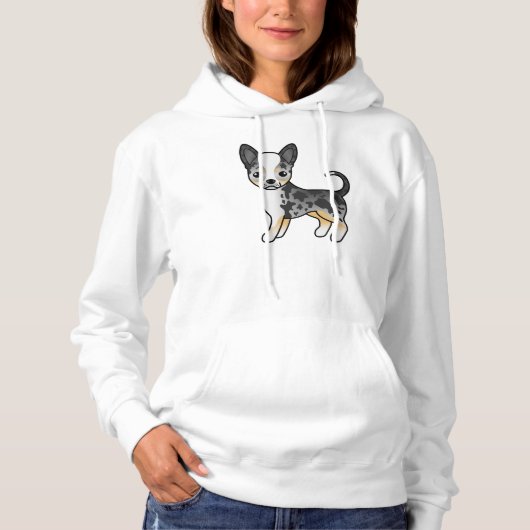 Blue Merle Smooth Coat Chihuahua Niedlicher Cartoo Hoodie (Vorderseite)