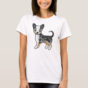 Blue Merle Smooth Coat Chihuahua Niedlicher Cartoo T-Shirt