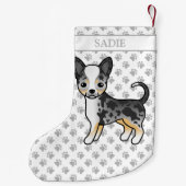 Blue Merle Smooth Coat Chihuahua Niedlicher Hund u Kleiner Weihnachtsstrumpf (Rückseite)