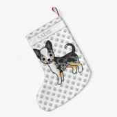 Blue Merle Smooth Coat Chihuahua Niedlicher Hund u Kleiner Weihnachtsstrumpf (Rückseite (Hängend))