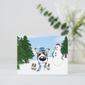 Blue Merle Smooth Collie Winter Snow Postkarte (Stehend Vorderseite)