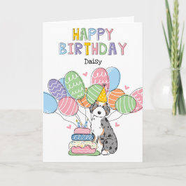 Blue Merle Tan Aussiedoodle Happy Birthday Karte