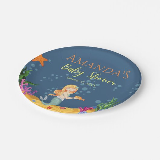 Blue Mermaid Baby Duschpapier Teller (Schrägansicht)