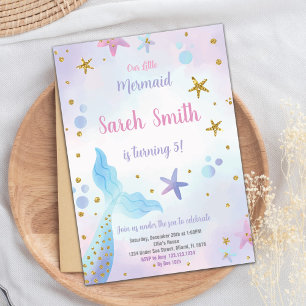 Blue Mermaid Birthday Einladung