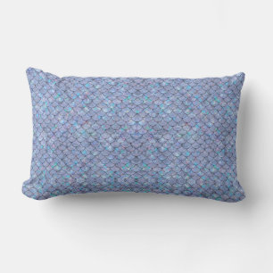 Blue Mermaid Fish Scales Holographic Trendy Glam Lendenkissen