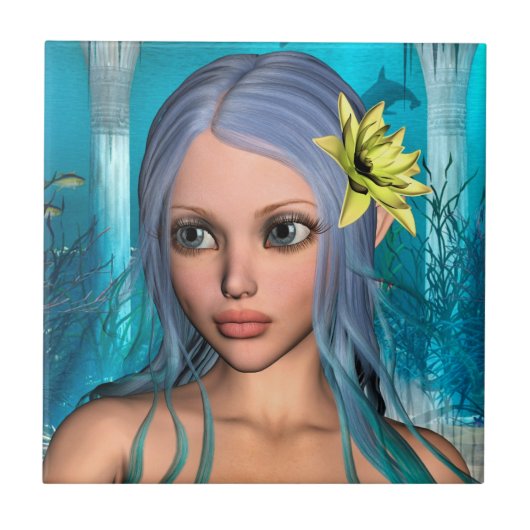 Blue Mermaid Fliese (Vorderseite)