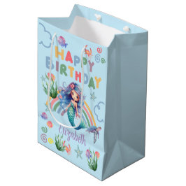 Blue Mermaid Gift Bag in Blue Mittlere Geschenktüte