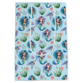 Blue Mermaid Gift Bag in Blue Mittlere Geschenktüte (Rückseite)