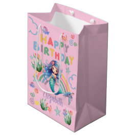 Blue Mermaid Gift Bag in Pink Mittlere Geschenktüte