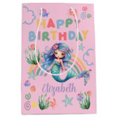 Blue Mermaid Gift Bag in Pink Mittlere Geschenktüte (Vorderseite)