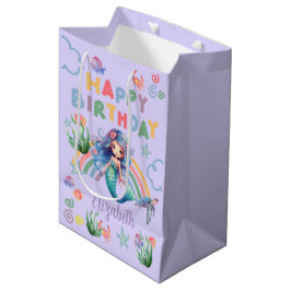 Blue Mermaid Gift Bag in Purple Mittlere Geschenktüte