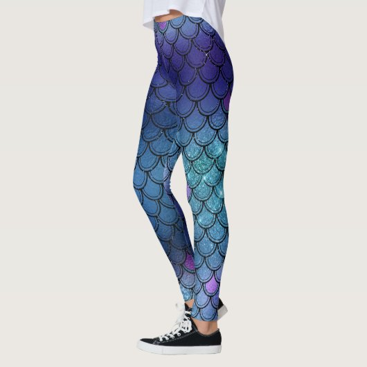 Blue Mermaid Glitzer Leggings (Links)