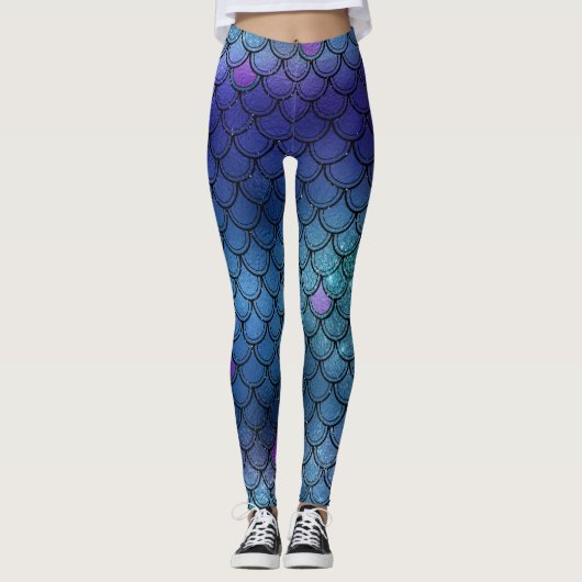 Blue Mermaid Glitzer Leggings (Vorderseite)