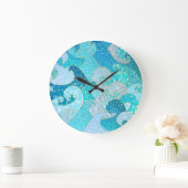 Blue Mermaid Imitate Glitzer Sea- Aquamariner Gold Große Wanduhr (Zuhause)