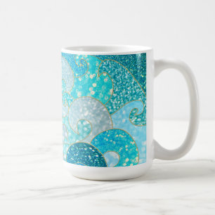 Blue Mermaid Imitate Glitzer Sea- Aquamariner Gold Kaffeetasse