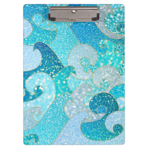 Blue Mermaid Imitate Glitzer Sea- Aquamariner Gold Klemmbrett