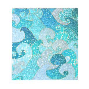 Blue Mermaid Imitate Glitzer Sea- Aquamariner Gold Notizblock