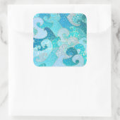 Blue Mermaid Imitate Glitzer Sea- Aquamariner Gold Quadratischer Aufkleber (Tasche)