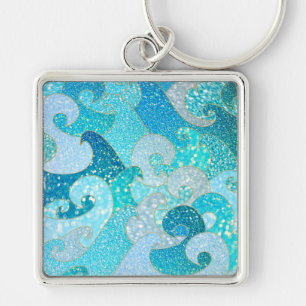 Blue Mermaid Imitate Glitzer Sea- Aquamariner Gold Schlüsselanhänger