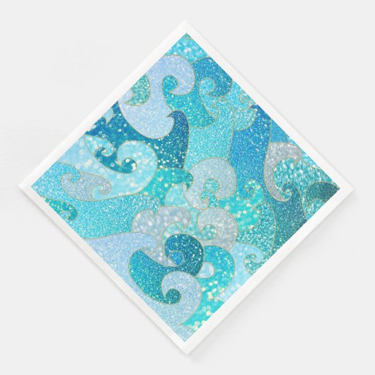 Blue Mermaid Imitate Glitzer Sea- Aquamariner Gold Serviette (Ecke)