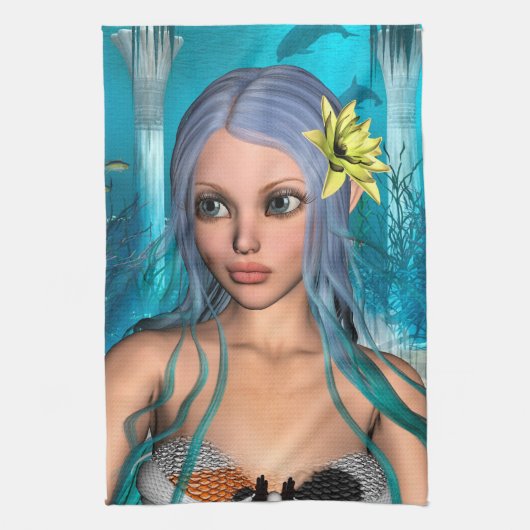 Blue Mermaid Küchentuch (Vertikal)