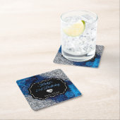 Blue Mermaid Letters Silver Glitzer Geburtstag Rechteckiger Pappuntersetzer (Vor Ort)