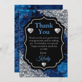 Blue Mermaid Letters Silver Glitzer Vielen Dank Dankeskarte (Vorne/Hinten)