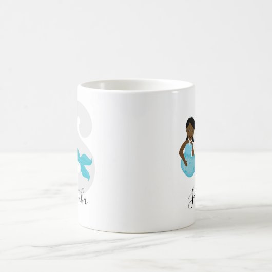 Blue Mermaid Name Monogram Coffee Tasse (Mittel)