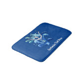 Blue Mermaid Ocean Waves personalisieren benutzerd Badematte (Schrägansicht)