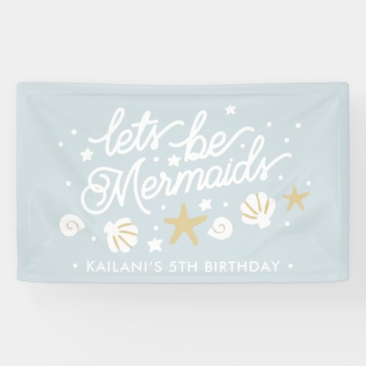 Blue Mermaid Party Girls Geburtstag Banner (Horizontal)