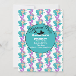 Blue Mermaid Party Pink Einladung
