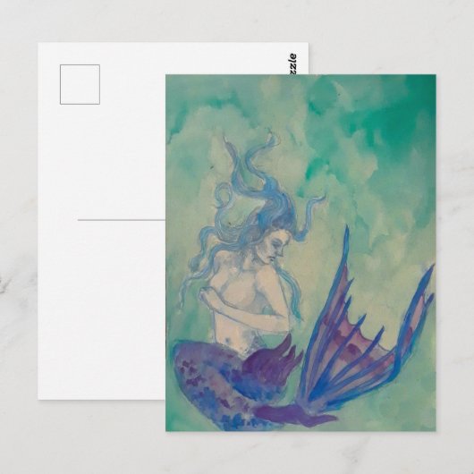 Blue Mermaid Postkarte (Vorne/Hinten)