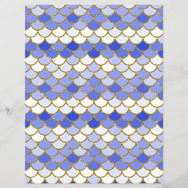 Blue Mermaid Scales Scrapbook Paper (Vorderseite)