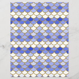 Blue Mermaid Scales Scrapbook Paper