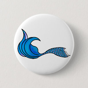 Blue mermaid-Schwanz auf einem Button/Knopf Button