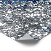 Blue Mermaid Silver Glitzer Geburtstagszeichen Poster (Ecke)