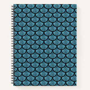 Blue Mermaid-Skala mit Glitzer-Effekt Notizblock