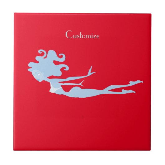 Blue Mermaid Swimmer Thunder_Cove Fliese (Vorderseite)