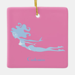 Blue Mermaid Swimmer Thunder_Cove Keramikornament