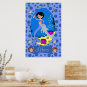 Blue Mermaid und Dolphin Print Poster (Küche)