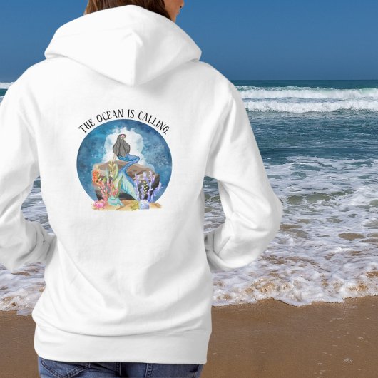 Blue Mermaid Watercolor Hoodie
