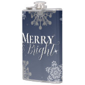 Blue Merry and Bright Snowflakes Weihnachten Flachmann (Links)