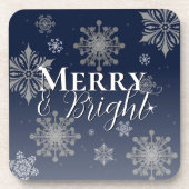 Blue Merry and Bright Snowflakes Weihnachten Getränkeuntersetzer (Vorderseite)