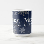 Blue Merry and Bright Snowflakes Weihnachten Kaffeetasse (Mittel)
